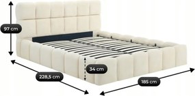 Ágy 160x200 cm méretben, ágyneműtartóval, krém színben, velúr kárpittal MURCJA