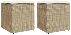 vidaXL 2 db bézs polyrattan kerti szék párnával 40x40x43 cm