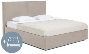 Szürkésbarna kárpitozott ágyneműtartós franciaágy matraccal, ágyráccsal 160x200 cm Thessa Bold – Bonami Selection