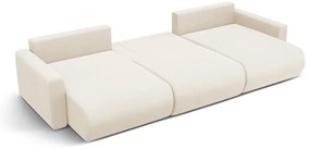 Bézs bársony kinyitható tárolóhelyes sarokkanapé (U alakú) Belfast – Cosmopolitan Design