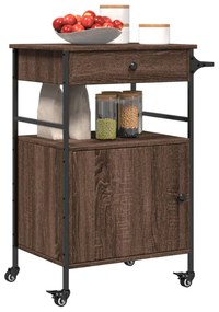 barna tölgyszínű szerelt fa konyhai kocsi 56 x 43 x 89,5 cm