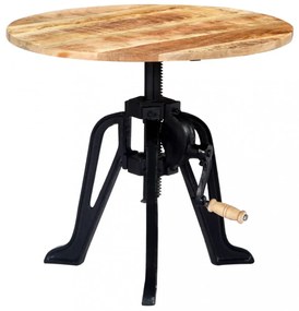 tömör mangófa és öntöttvas kisasztal 60 x (46-63) cm
