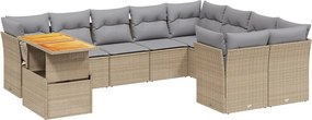 vidaXL 10 részes bézs polyrattan kerti ülőgarnitúra párnával