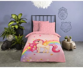 Rózsaszín egyszemélyes pamut gyerek ágyneműhuzat 140x200 cm Little – Good Morning