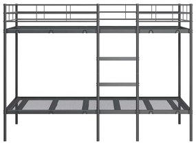 fekete acél emeletes ágy matrac nélkül 90 x 190 cm