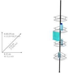 WENKO 24568100-DOLCEDO sarokpolc 31x230 cm rozsdamentes acél/fekete