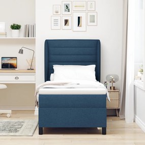 Kék Boxspring Ágy Matrac 100x200 cm Szövet