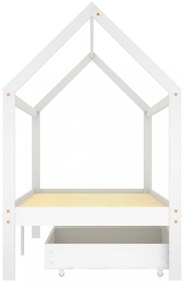 fiókos fehér tömör fenyőfa gyerekágykeret 90 x 200 cm