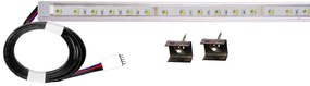100cm-es 17 Wattos, 24 Voltos RGBWW LED átlátszó keskeny alumínium profilban, tápegység nélkül, 2 méteres vezetékkel (60db 5050 SMD LED)