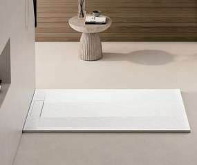 Zuhanytálca - kőhatású, strukturált pala - kompozit ásvány - Viva ES - matt fehér - 80 x 100 x 3 cm