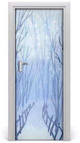 Ajtó tapéta erdőben télen 75x205 cm
