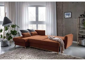 Scandic Lagom tégla-narancssárga kinyitható sarokkanapé, bal oldali - Miuform