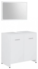 4 részes fehér szerelt fa fürdőszobai bútorszett