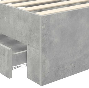 vidaXL Ágykeret fiókkal fejtámlával Beton Szürke 90 x 200 cm Faanyag