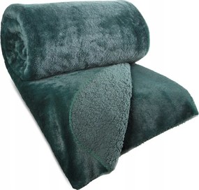 Dekoratív ágytakaró Nina 220x240 sötétzöld szőrme és bolyhos