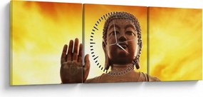 Kép - Buddha piros és sárga háttérrel (órával) (90x30 cm)
