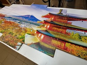 5 részes kép Chureito Pagoda és Fuji-hegy