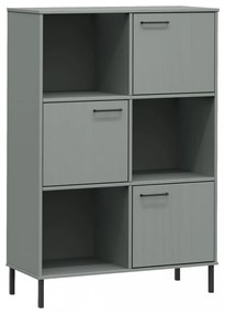 OSLO szürke tömör fa könyvszekrény fém lábakkal 90x35x128,5 cm