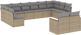 vidaXL 12 részes vegyes bézs polyrattan kerti ülőgarnitúra párnákkal
