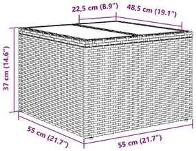 2 részes fekete polyrattan és üveg kerti kanapészett párnákkal