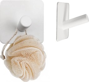 Akasztó 2 Db Öntapadós Fehér Szögletes Fürdőszobai Strapabíró Acél