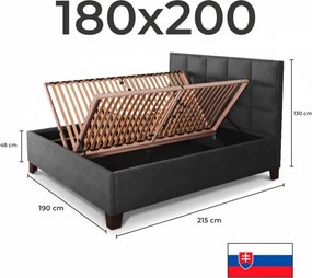MONRA kárpitozott ágy + lécváz + EMI matrac