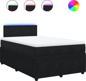 vidaXL fekete bársony rugós ágy matraccal 120x190 cm