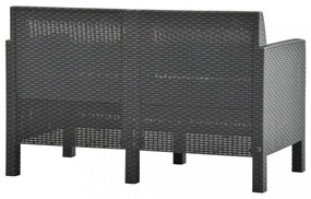 2 részes antracit PP rattan kerti bútorgarnitúra párnákkal