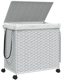 fehér rattan szennyeskosár kerekekkel 60x35x60,5 cm