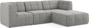Szürke buklé sarokkanapé (jobb oldali-heverő résszel) Aloha – Makamii