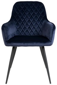 Sötétkék kárpitozott karfás étkezőfotel szett 2 db-os Harbo – House Nordic