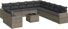 vidaXL 12 részes szürke polyrattan kerti ülőgarnitúra párnákkal