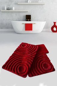 Wave piros 3 darabos fürdőszobaszőnyeg szett