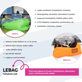 Felfújható babzsák/lazy bag, zöld, LEBAG