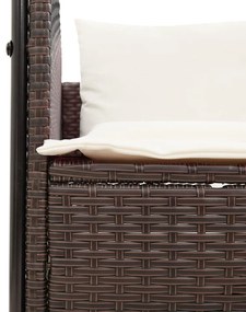 barna polyrattan dupla napozóágy tetővel és függönyökkel