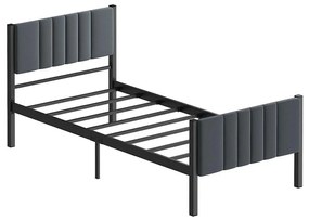 Egyszemélyes fémágy LUNOR 90x200 cm antracit teherbírás 120 kg