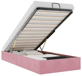 Ottomán ágykeret matrac nélkül rózsaszín 80x200 cm bársony