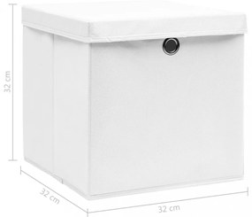 10 db fehér szövet tárolódoboz fedéllel 32 x 32 x 32 cm