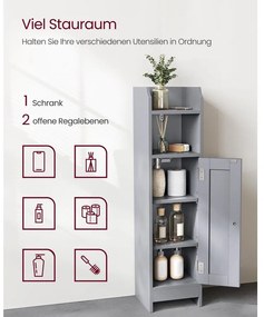 Keskeny fürdőszobai álló tárolószekrény 20x18x80cm, szürke