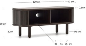 Sötétbarna TV-állvány kőrisfa dekorral 120x50 cm Mailen – Kave Home