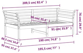 fehér tömör fenyőfa kanapéágy matrac nélkül 90 x 190 cm