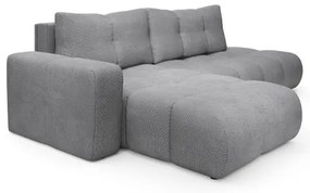 Ágyazható kárpitozott sarokülőgarnitúra tárolóval, L-alakú, ALMADA, balos, szürke