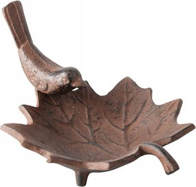 Madáritató öntöttvas levél dekoráció retro kertbe, madártál