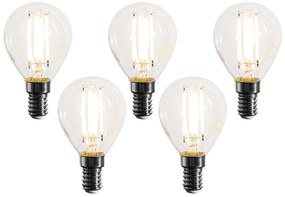 5 darabos szett E14 szabályozható LED filament G45 átlátszó izzók 4W 470LM 2700K
