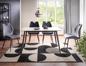 Étkezőasztal RION 130x70 cm kerámia asztallappal, fehér márvány
