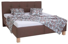 MARIA kárpitozott ágy matraccal és ágyneműtartóval, 180x200 cm, barna