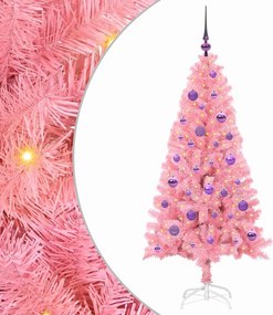 vidaXL Karácsonyfa 150 LED-del állvánnyal Rózsaszín 150 cm PVC