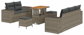 vidaXL Kerti Kanapé Szett 8 pcs Szürke polirattan