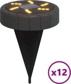 vidaXL 12 db meleg fehér napelemes kültéri talajlámpa tüskével
