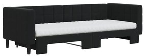 fekete kihúzható bársony heverő matraccal 80 x 200 cm
